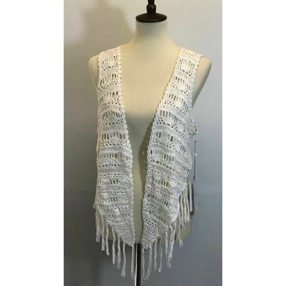 O'Neill Women's Winona White Crochet Fringe Vest S - Picture 6 of 8